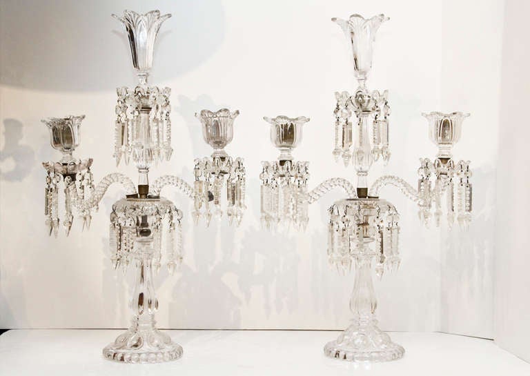 Pair Of 19 Century Baccarat Crystal Candelabras In Good Condition In New York, NY
