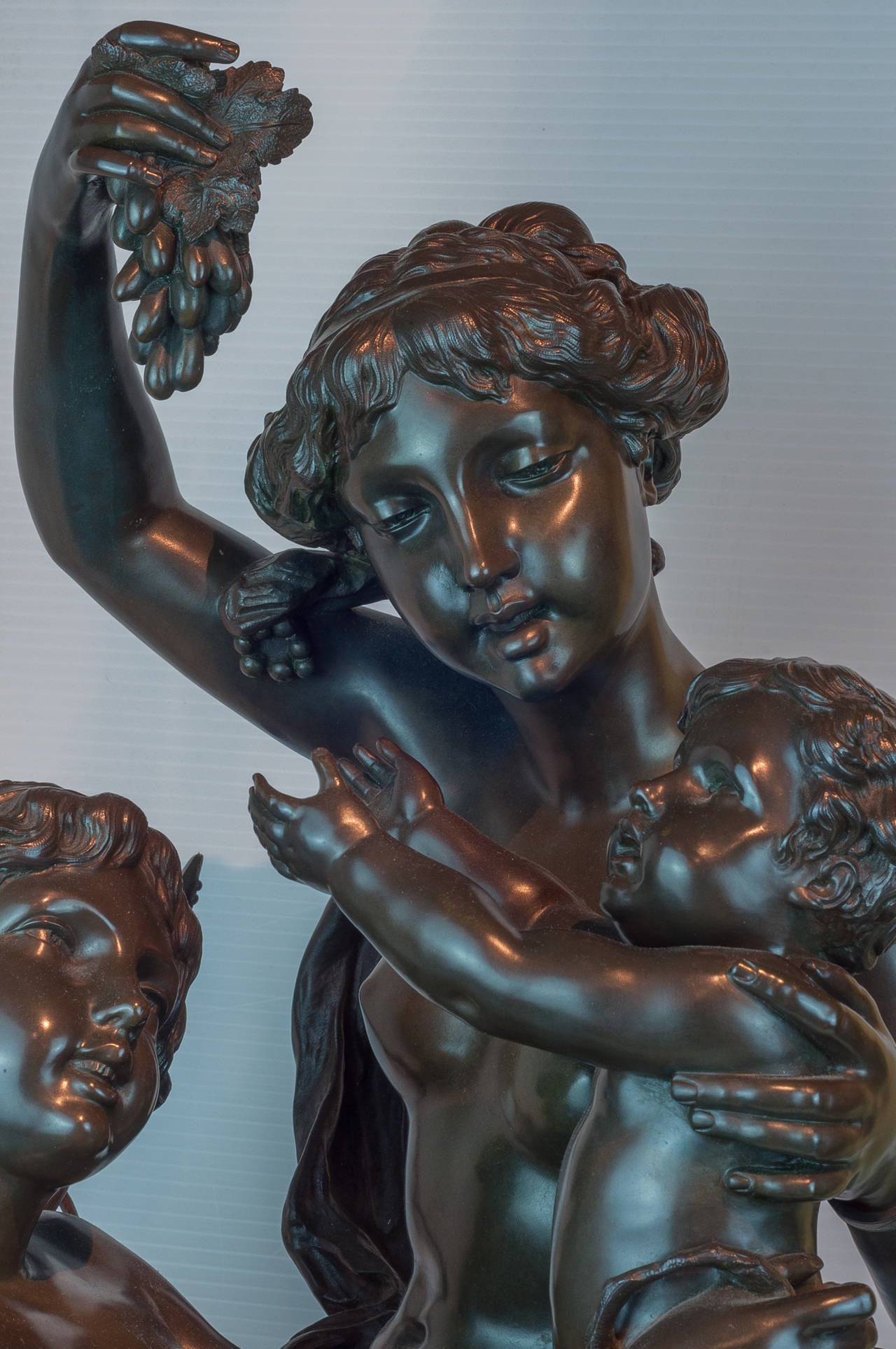 Large Patinated and Gilt Bronze Figural Group of Maidens with a Cherub 1