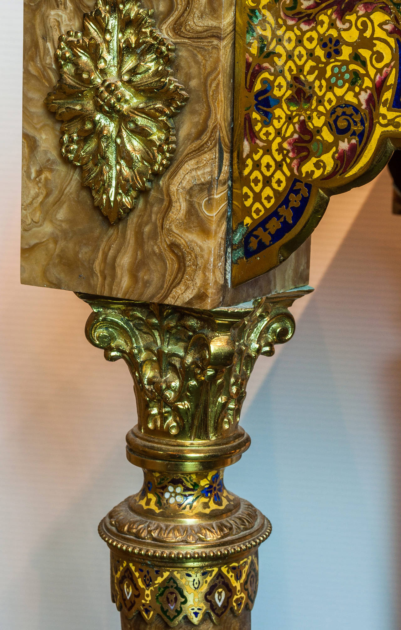 A fine French gilt bronze, onyx and champlevé enamel side table.
Stock number: F36.