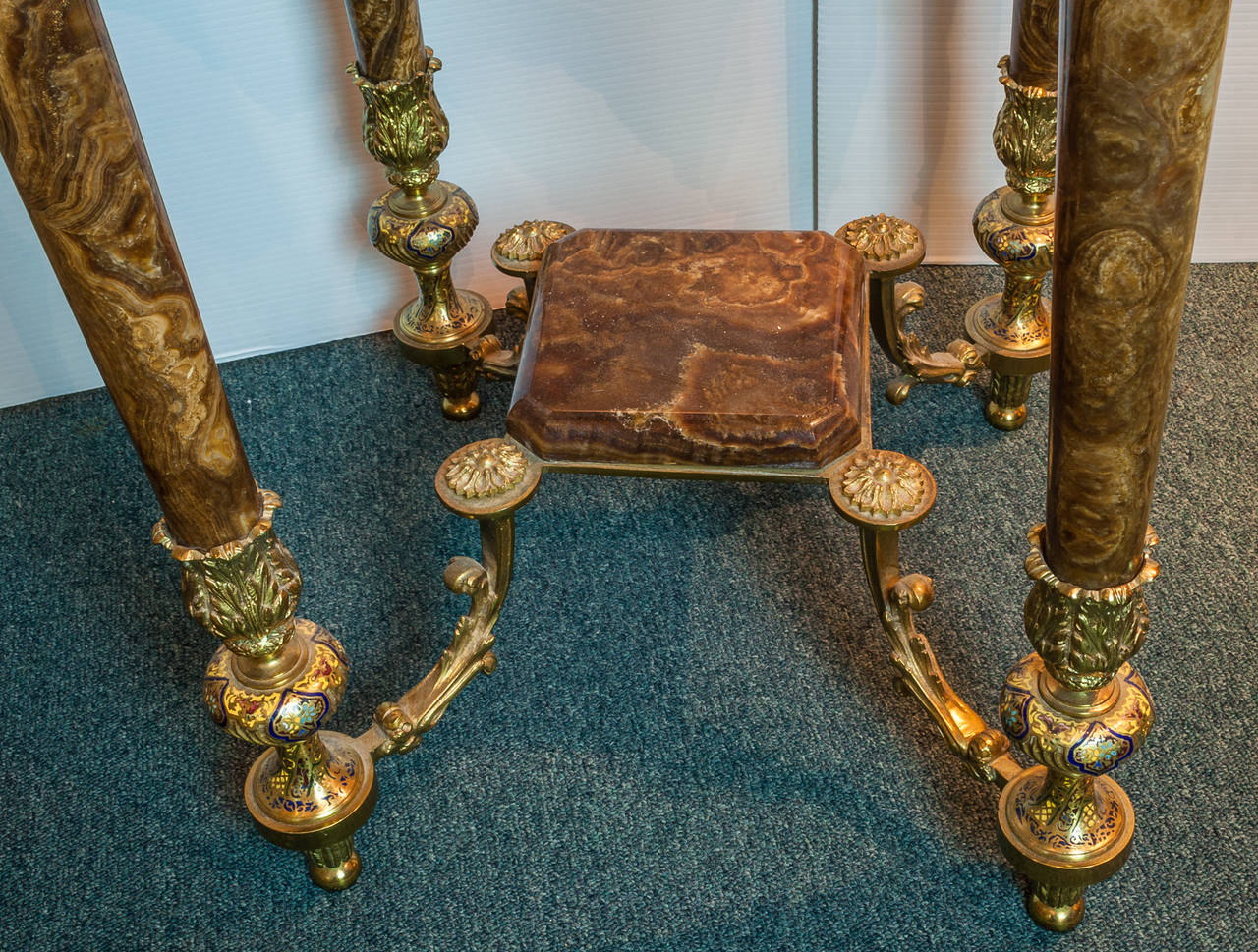Fine Gilt Bronze, Onyx and Champleve Enamel Side Table 1