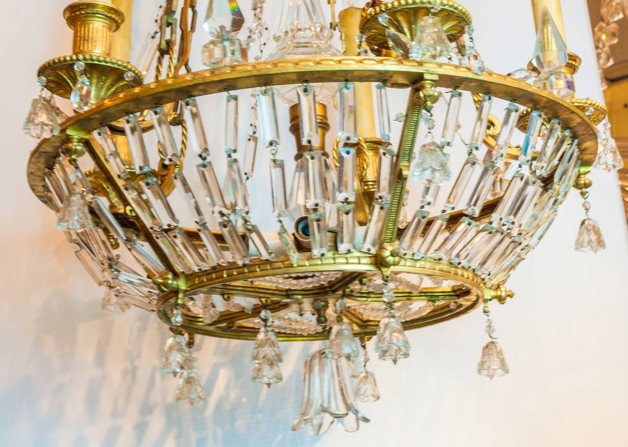 A fantastic Baltic or Russian crystal and bronze ten-light chandelier.
Stock number: L368