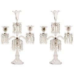 Pair Of 19 Century Baccarat Crystal Candelabras