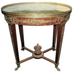 French Bronze Mounted Gueridon Center Table with Malachite Top