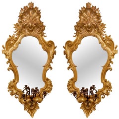 Large Pair of Giltwood and Gesso Vertical Mirrors