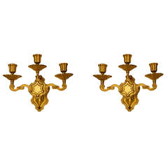 Pair of Caldwell Gilt Metal Three-Light Sconces 8