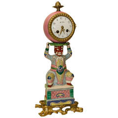 19th Century Chinoiserie Style Bronze and Porcelain Figural Clock