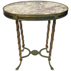 Fine Louis XVI Style Bronze Mounted Oval Side Table 12