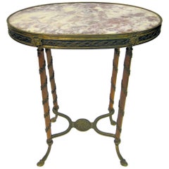 Fine Louis XVI Style Bronze-Mounted Oval Side Table