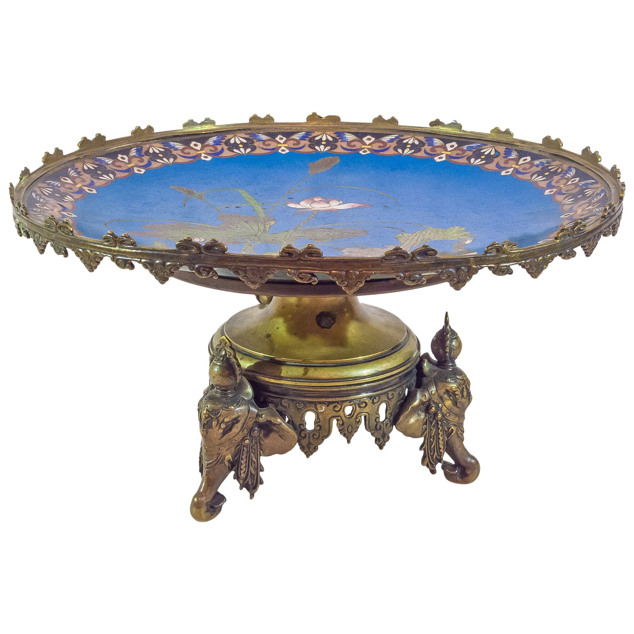 Bronze and Cloisonne Enamel Footed Centerpiece