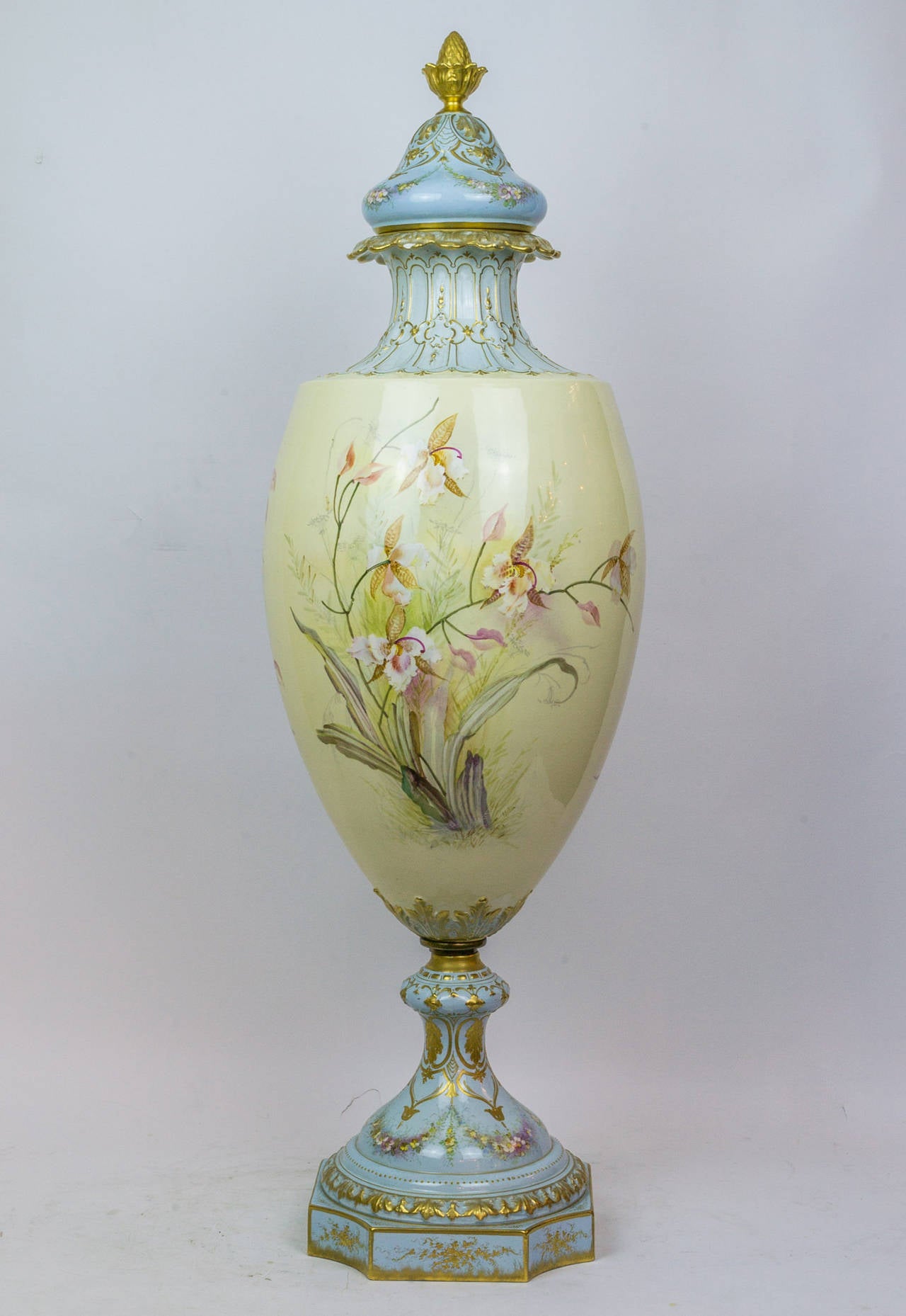 Large Aesthetic Royal Bonn Floral Painted Covered Vase at 1stDibs