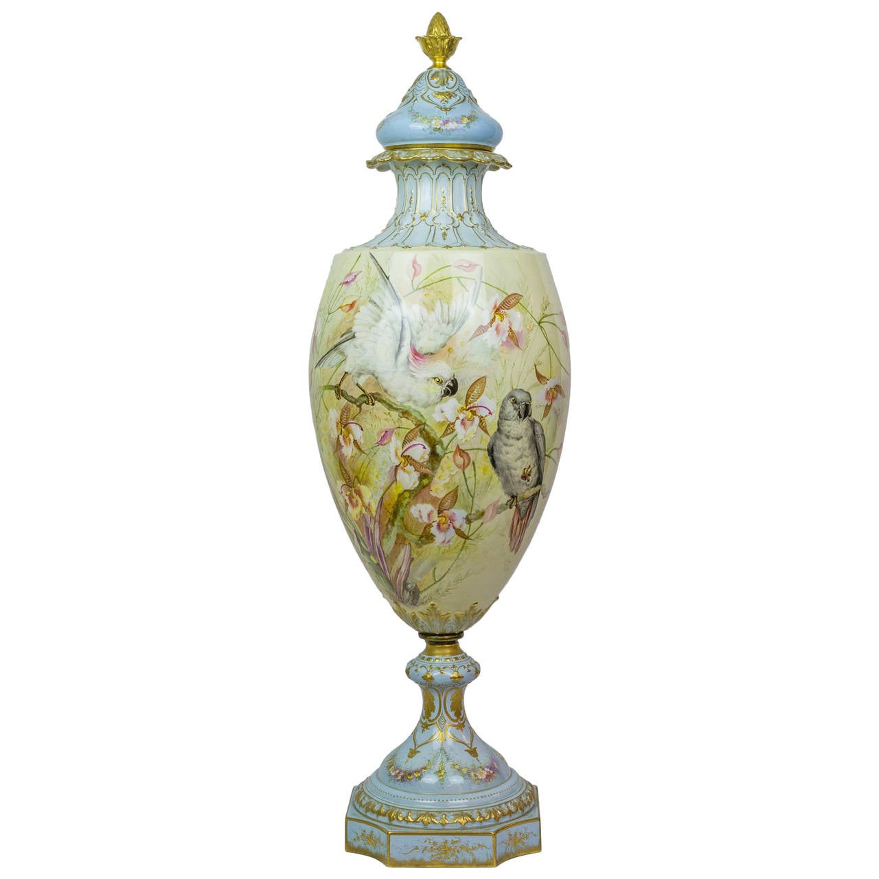 Large Aesthetic Royal Bonn Floral Painted Covered Vase at 1stDibs