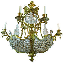 Louis XV Style Gilt Bronze and Crystal Beaded Six-Arm Chandelier