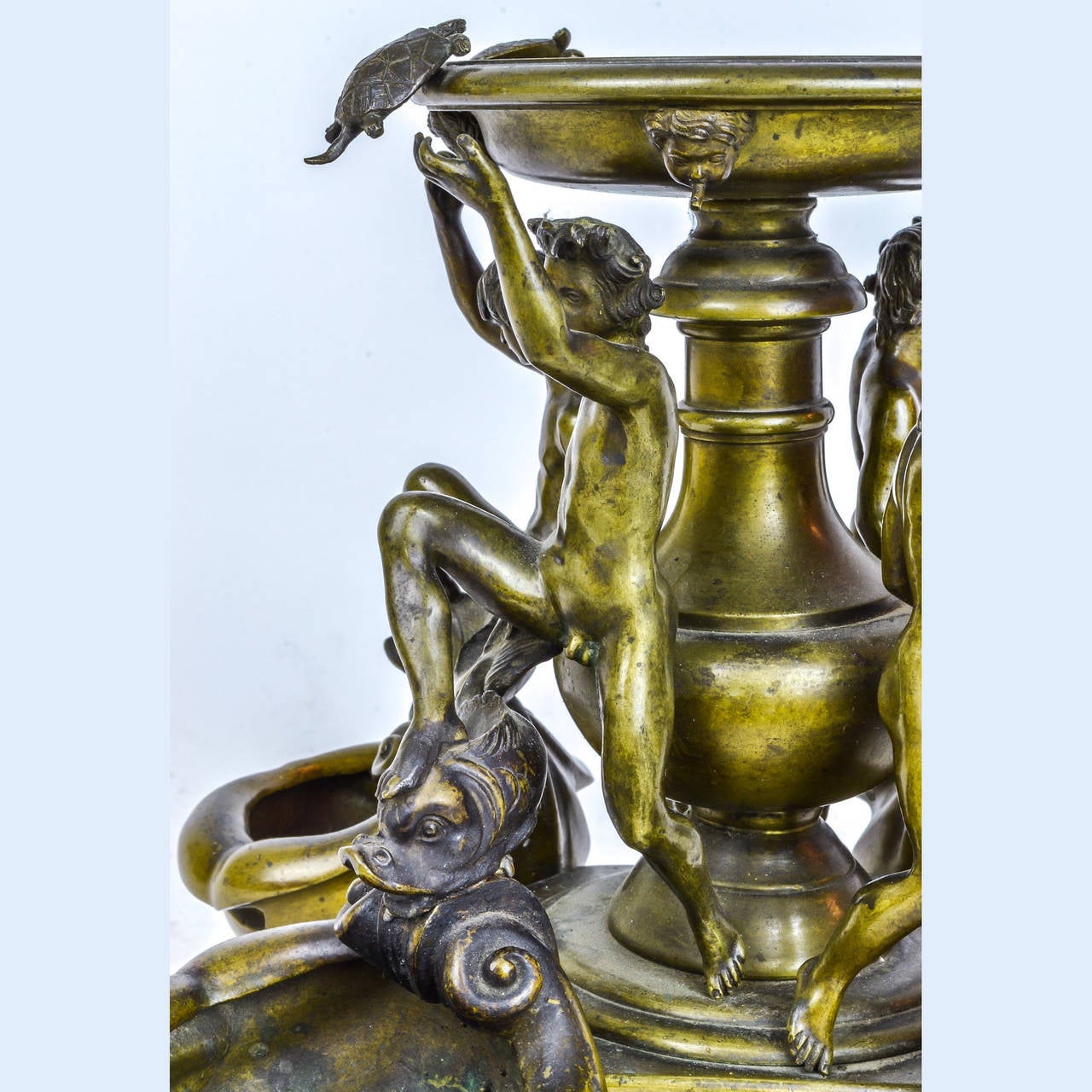 19th Century Grand Tour Bronze Neoclassical Group of Seated Figures Around a Fountain