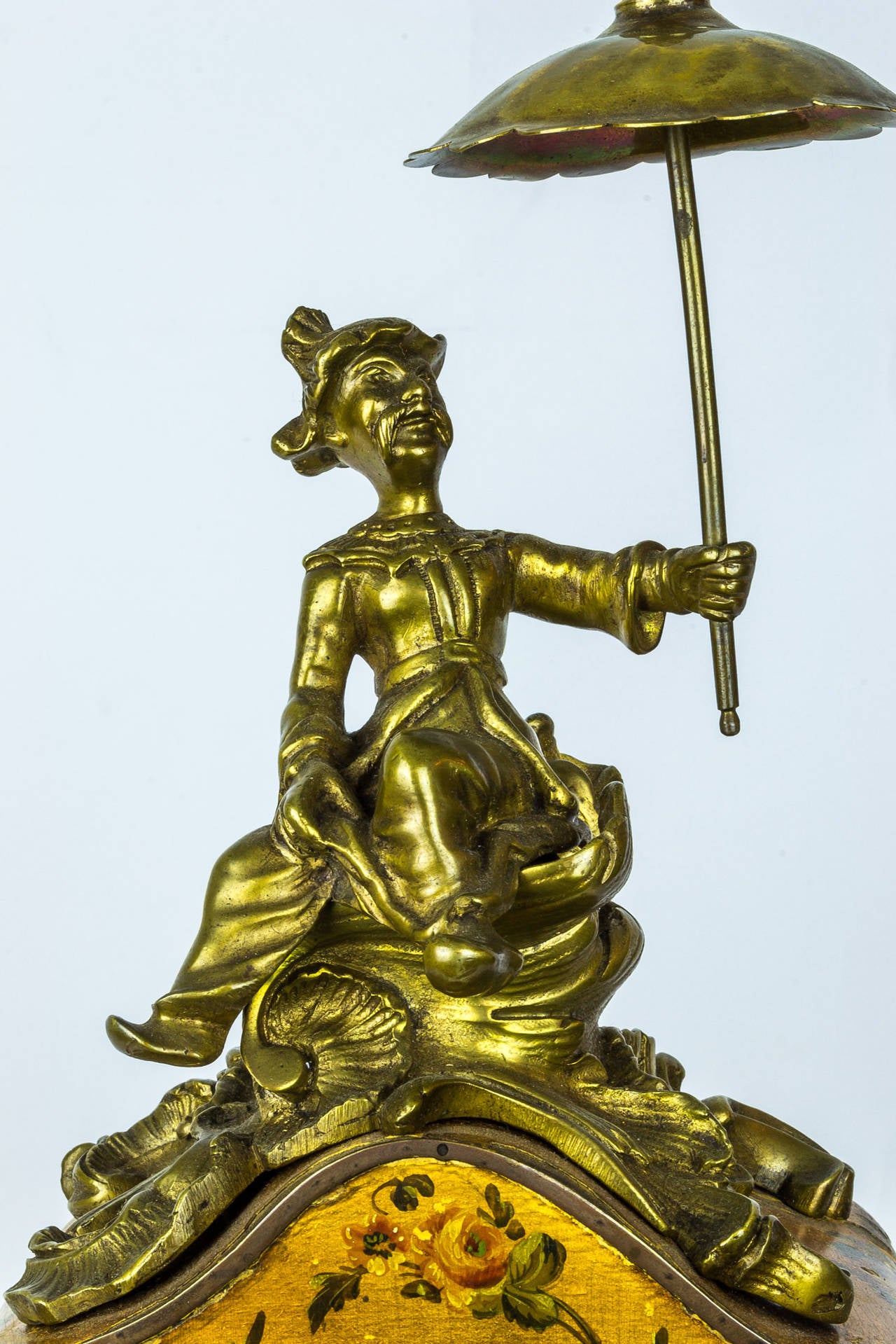 Unusual Chinoiserie Gilt Bronze Figural Mantel Clock by J.E. Caldwell & Co 1