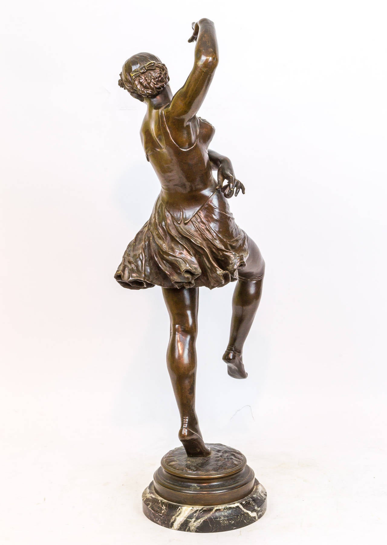 French Patinated Bronze Figure of a Ballerina Dancer, Signed A. Boucher