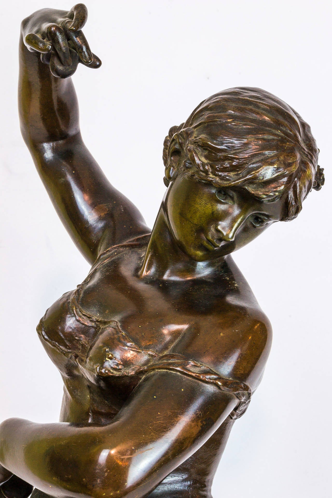 Patinated Bronze Figure of a Ballerina Dancer, Signed A. Boucher In Excellent Condition In New York, NY