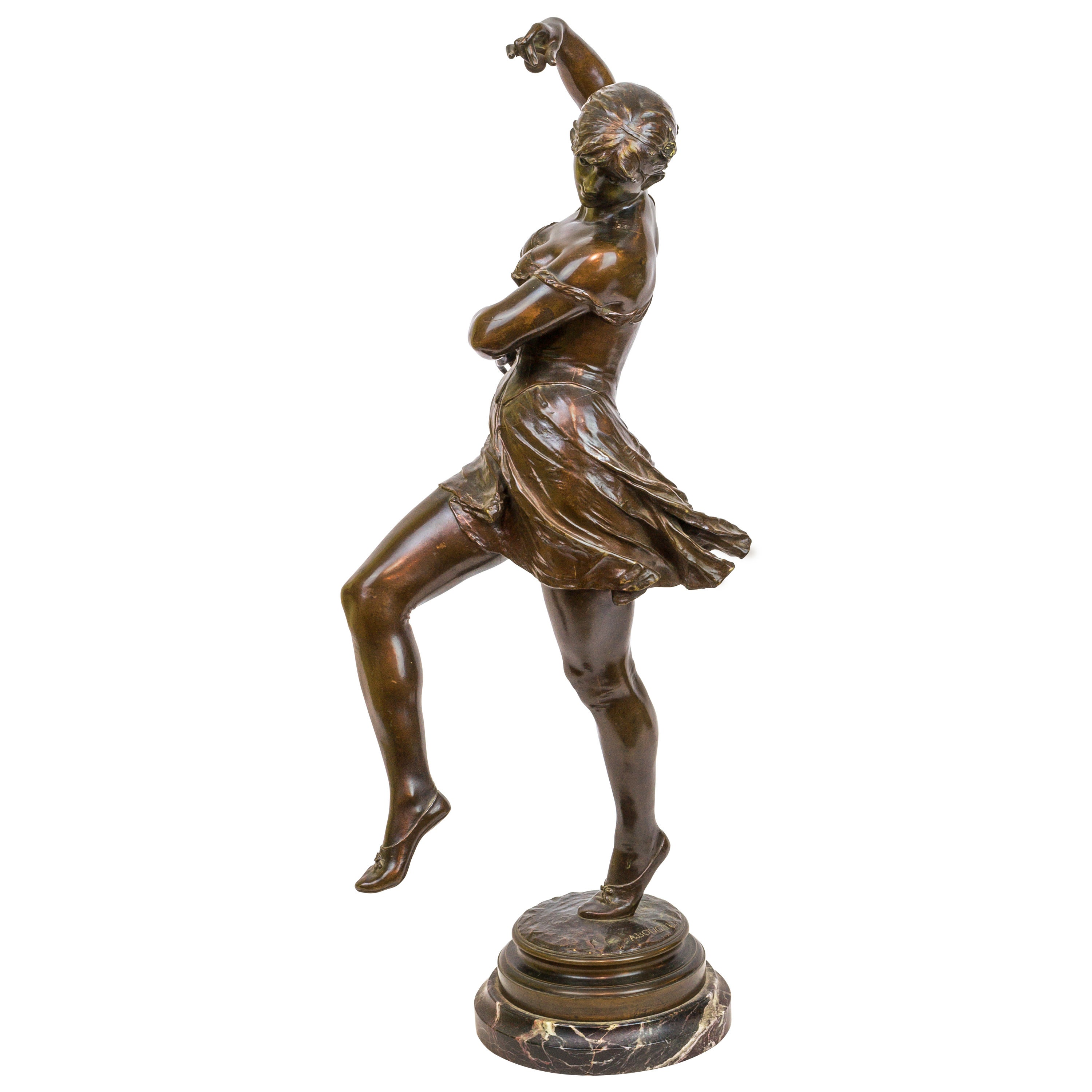 Patinated Bronze Figure of a Ballerina Dancer, Signed A. Boucher