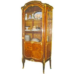 Large Dore Bronze Mounted French Louis XV Style Vitrine Cabinet