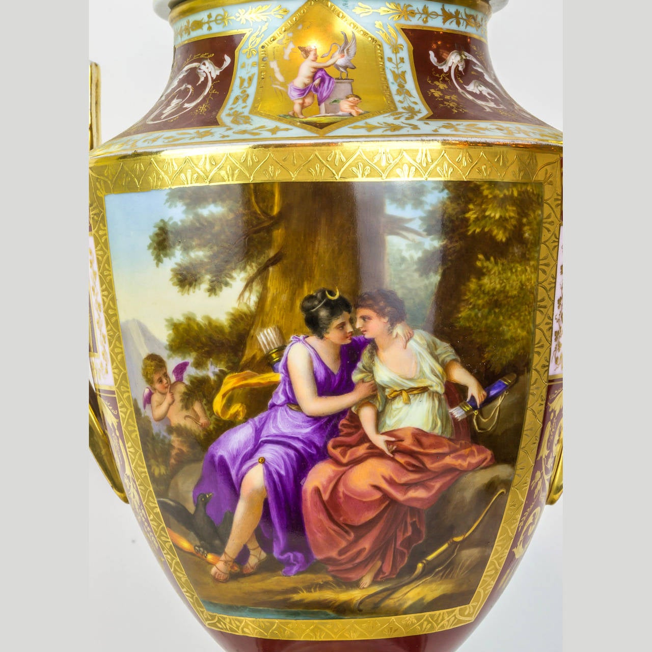 19th Century Royal Vienna Neoclassical Painted Covered Porcelain Vase