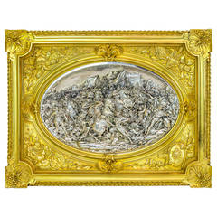 Important Silvered and Gilt Bronze Wall Plaque Depicting a Battle Scene