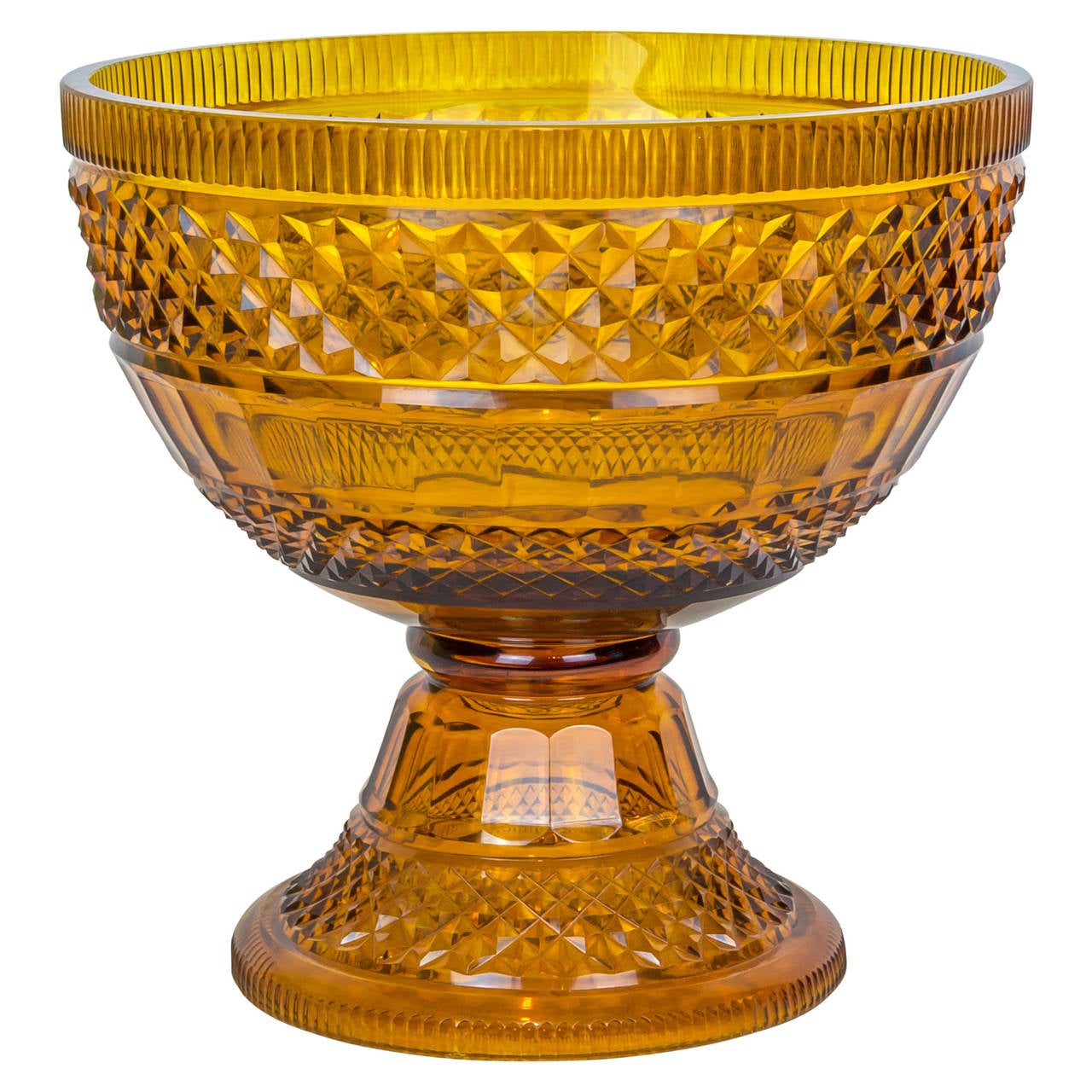 Amber CutCrystal BohemianFooted Centerpiece Bowl For Sale at 1stDibs