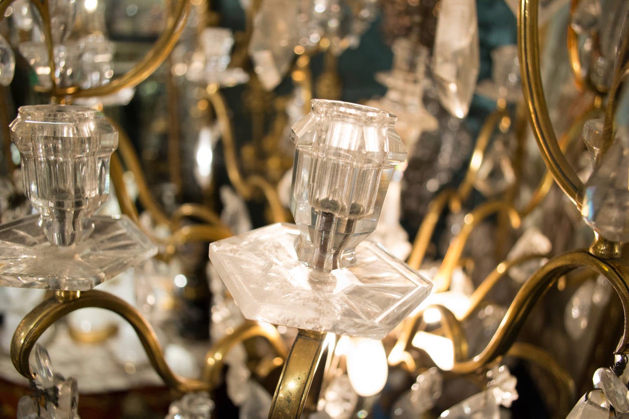 Exquisite Bronze and Rock Crystal Chandelier Attributed to Baguès 5