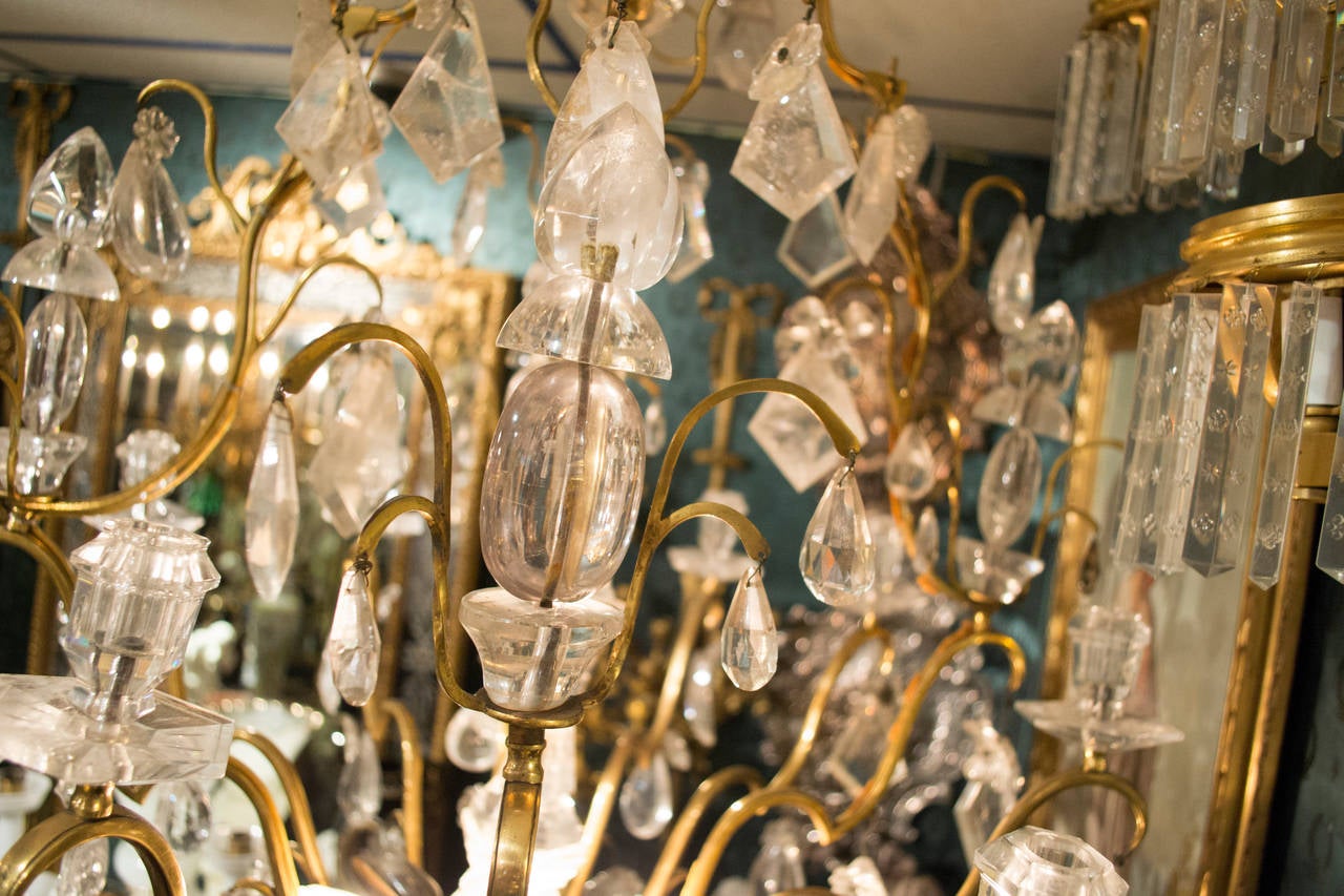 Exquisite Bronze and Rock Crystal Chandelier Attributed to Baguès 2