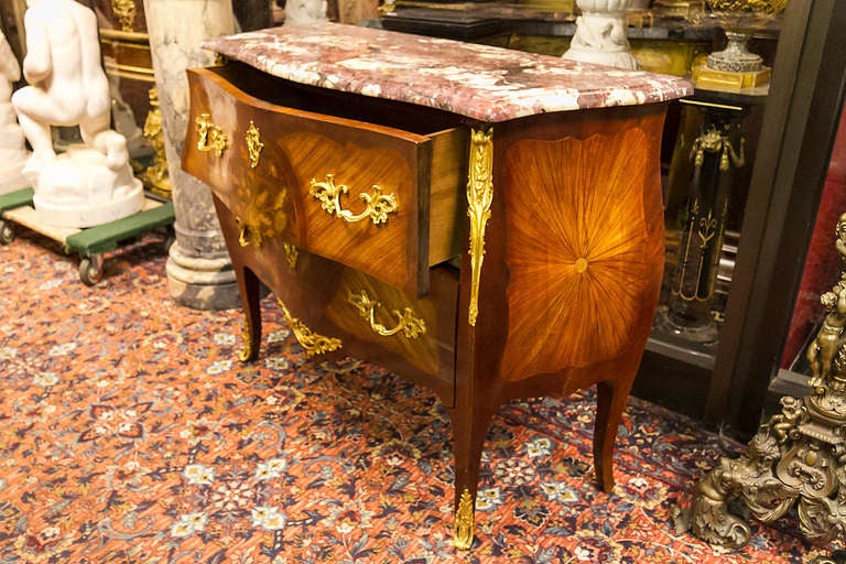 Pair of Inlaid Marble Top Commodes 1