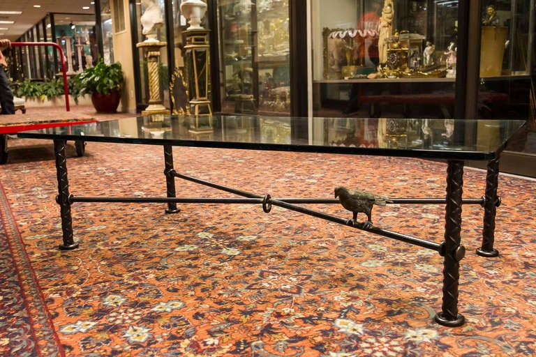 French A bronze glass top coffee table by Ilana Goor