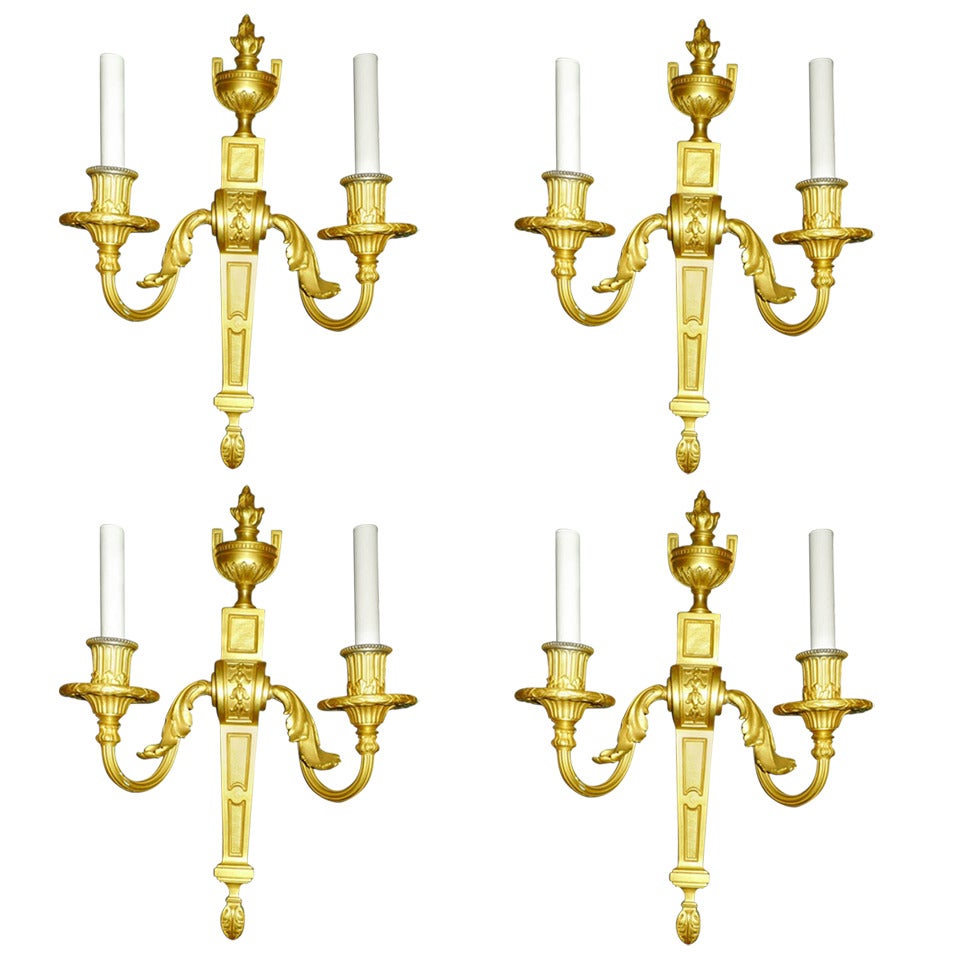 Set of Four Gilt Bronze Two Arm Wall Light Sconces by Caldwell and Co. at 1stdibs