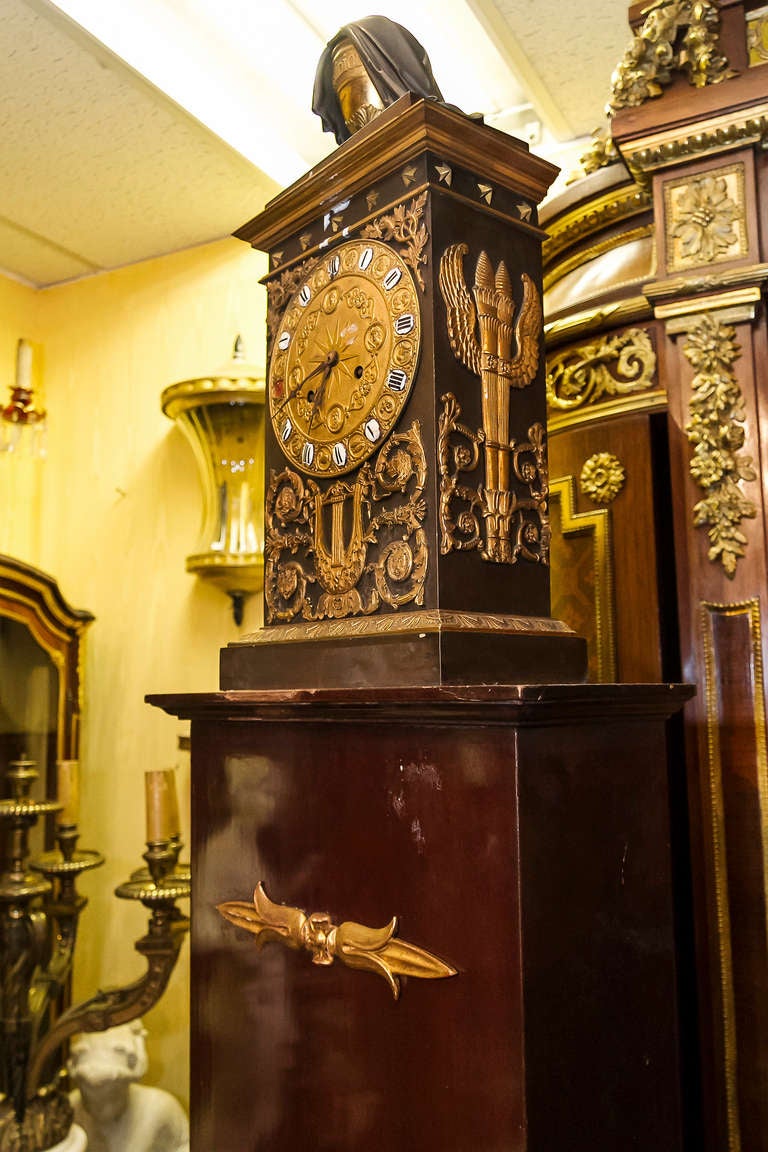 An Unusual Tall Bronze Mounted Empire Clock