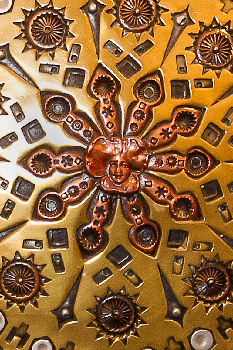 Contemporary Mixed Metal Abstract Sunflower Wall Hanging by Giovanni Schoeman