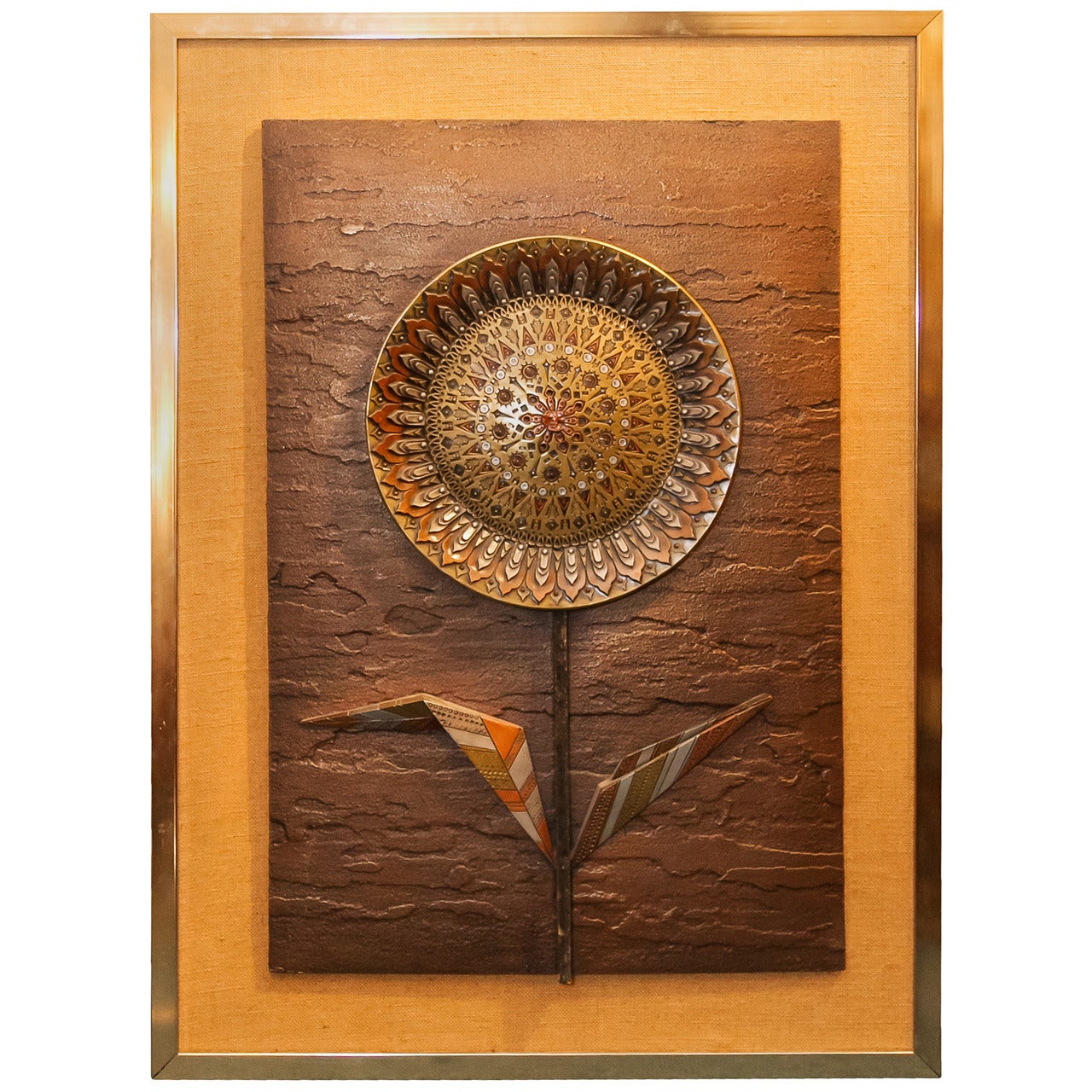 Mixed Metal Abstract Sunflower Wall Hanging by Giovanni Schoeman