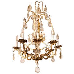 Crystal and Bronze 8 Arm Bagues Style Chandelier