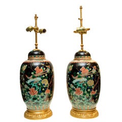 Pair of Chinese Bronze Mounted Porcelain Table Lamps