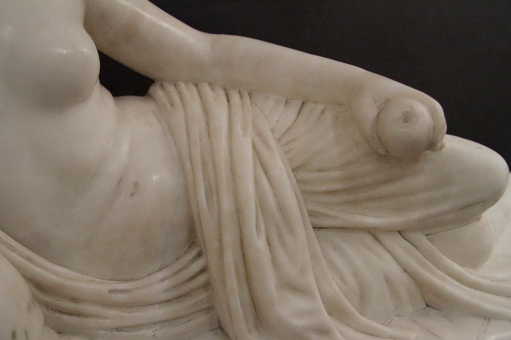 Italian Antique Paolina Borghese Alabaster Sculpture after Antonio Canova