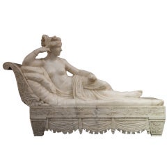 Antique Paolina Borghese Alabaster Sculpture after Antonio Canova