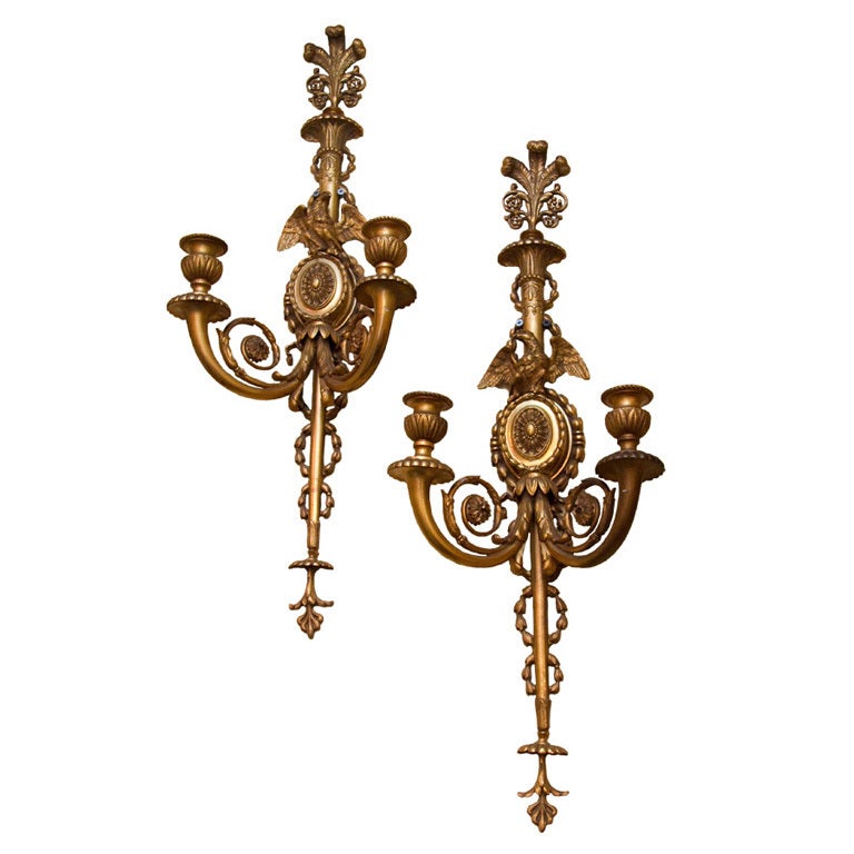 Pair of Antique Federal or Regency Revival Style Wall Sconces
