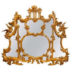 Vintage Impressive Chinoiserie Gilt Mirror with Ho Ho Birds on Either Side