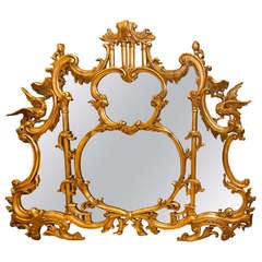 Impressive Chinoiserie Gilt Mirror with Ho Ho Birds on Either Side