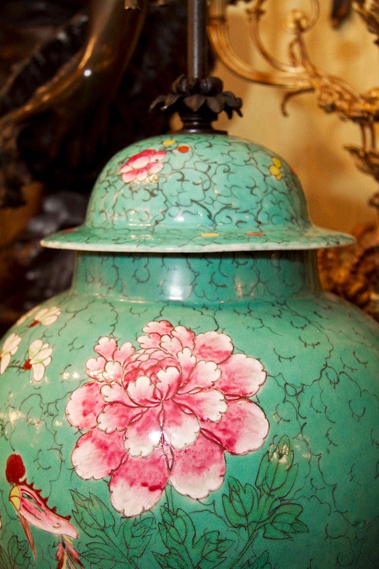 20th Century Pair of Chinese Famillie Rose Table Lamps For Sale