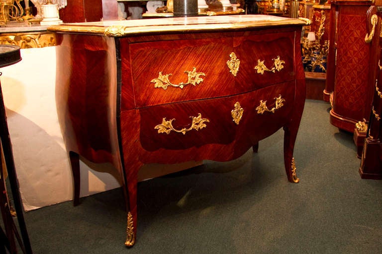 French A Very Fine Quality Pair of Louis XV Style Bombe Commodes