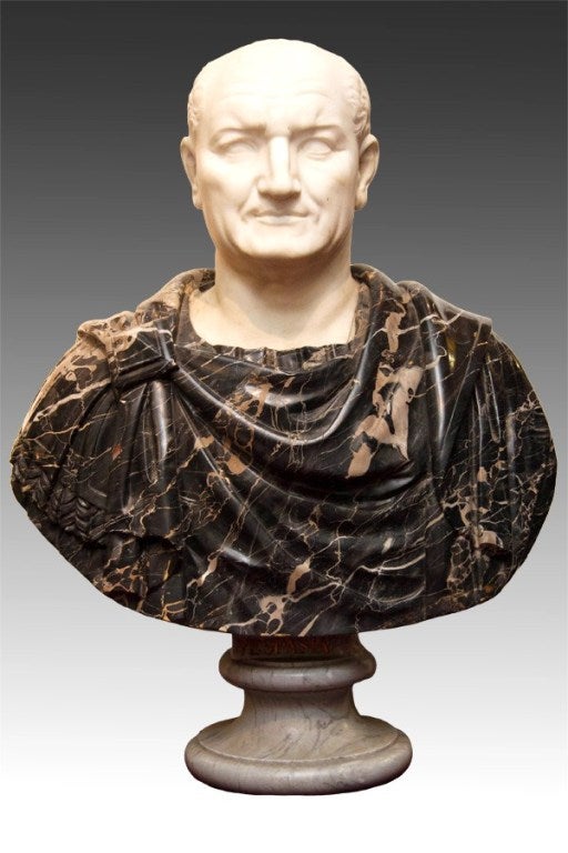 A very fine life-size two-tone marble bust of a Roman emperor.
Stock number: SC135.