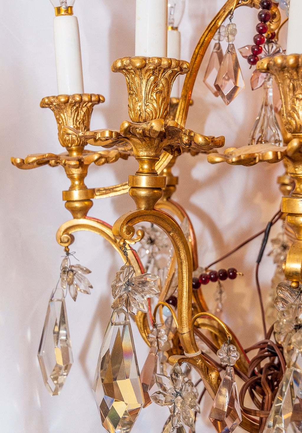 A Wonderful 19th century French multicolored crystal and bronze crown top ten-Light chandelier, circa 1890s
Stock number: L155.
