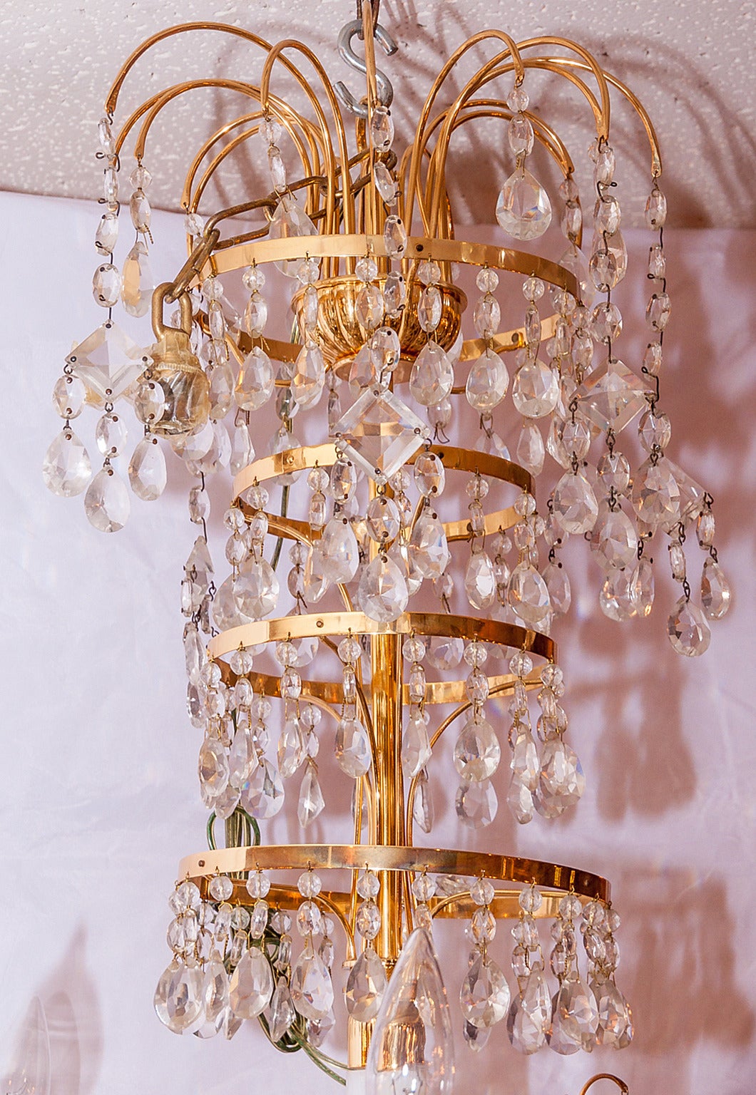 Russian style white opaline and bronze six-light chandelier.
Stock number: L421.