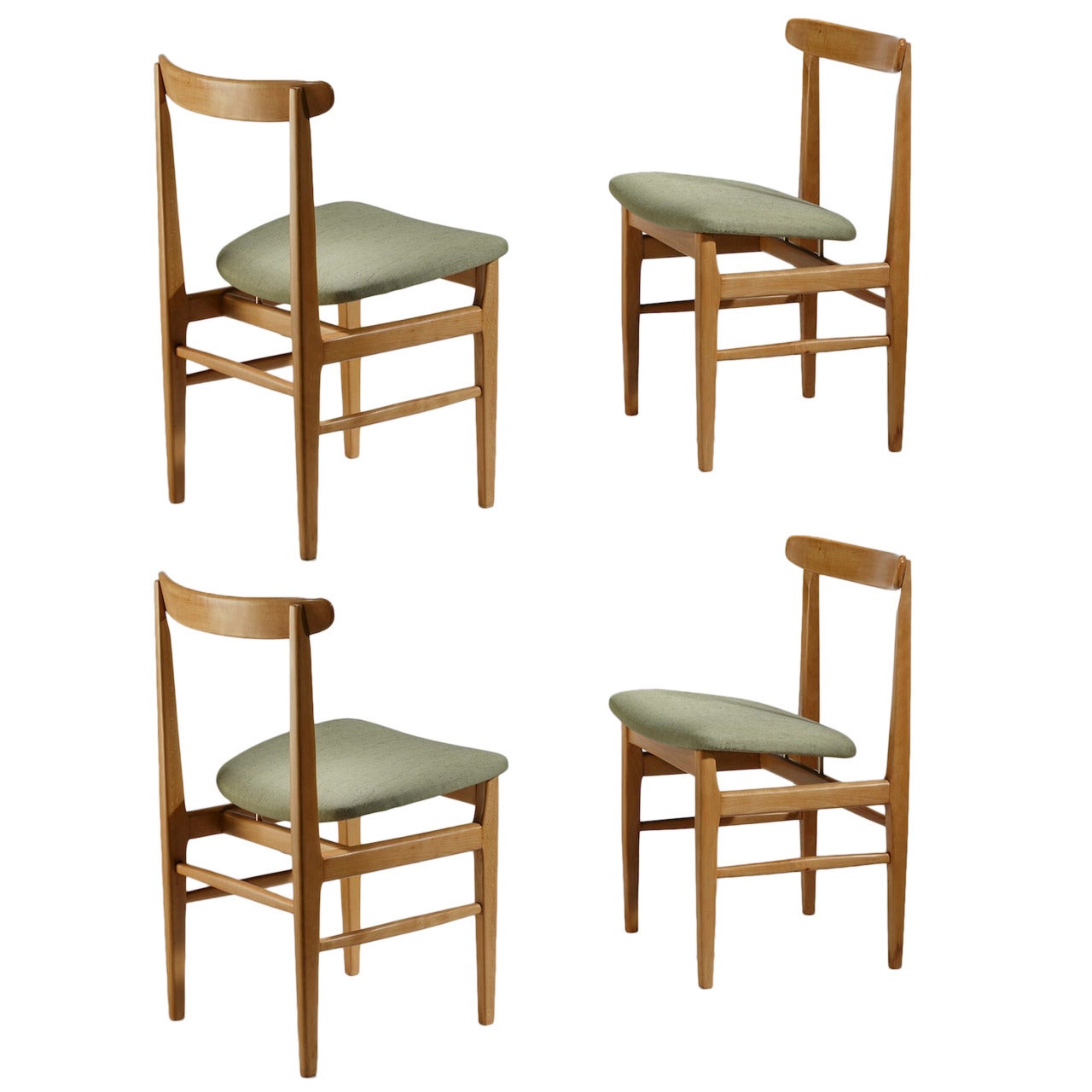 Set of Four 1950s Dining Chairs by René Jean Caillette For Sale