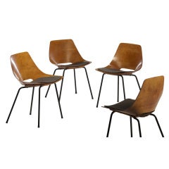 Set of 6 1950s Tonneau Chairs by Pierre Guariche