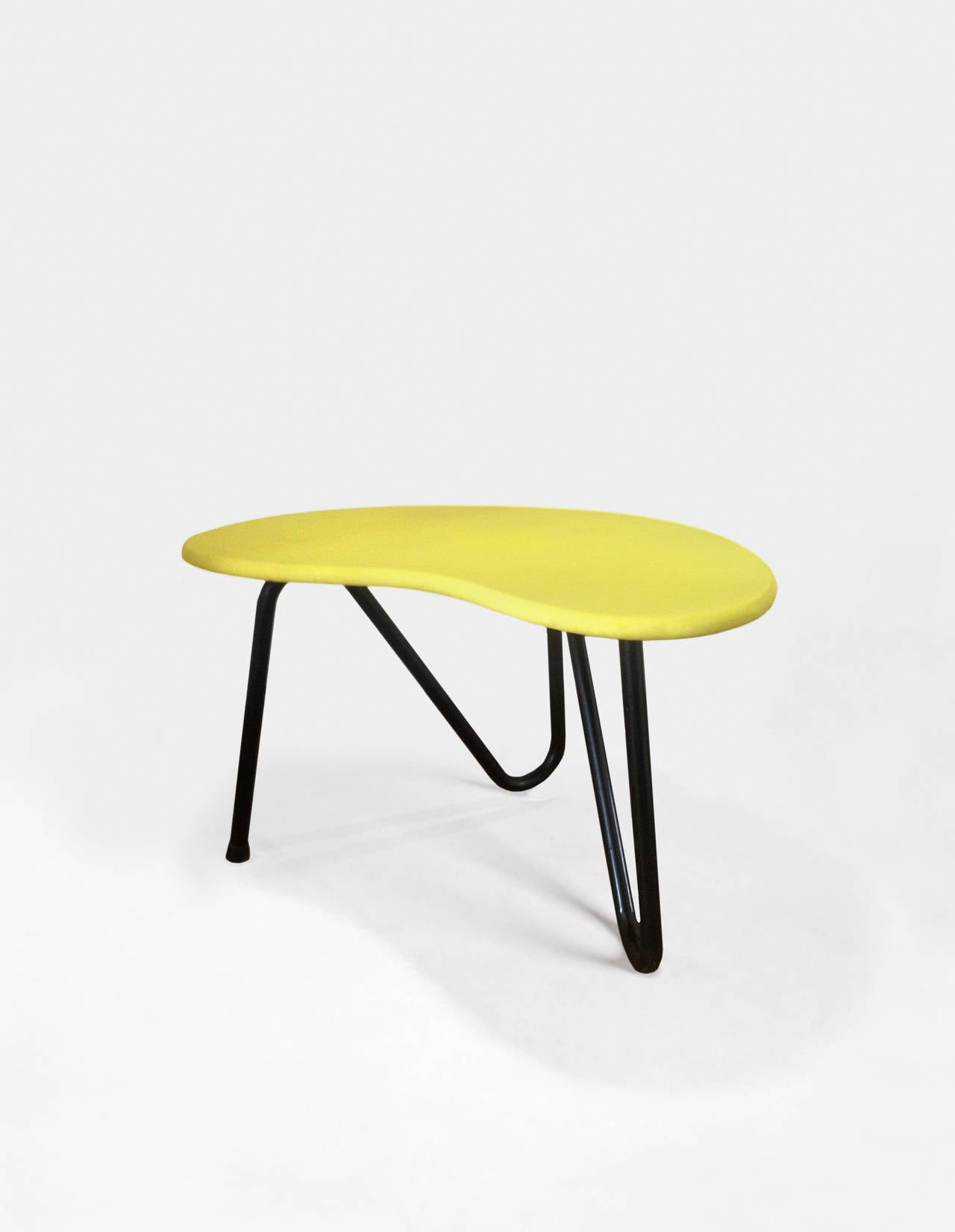 Prefacto Table by Pierre Guariche in yellow formica with black lacquered metal legs, designed in 1951 for Airborne,