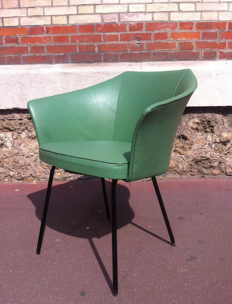 Pair of 1950s CM145 Vinyl Chairs by Pierre Paulin