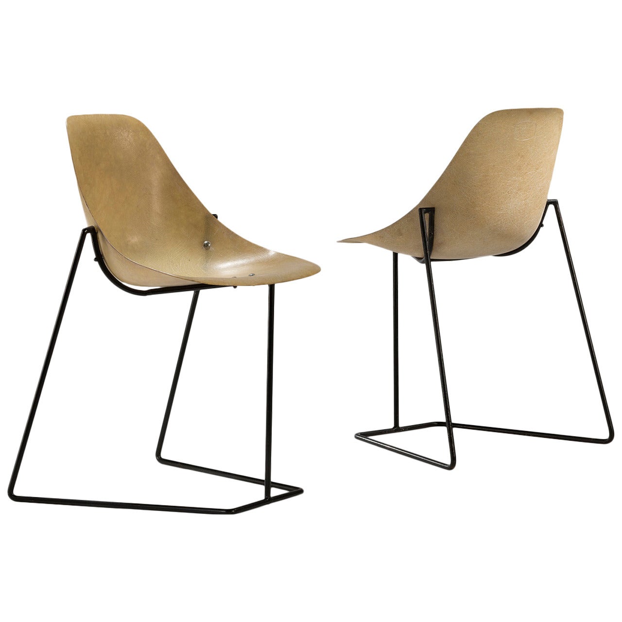 Pair of Coccinelle Chairs by René-Jean Caillette, 1957 For Sale
